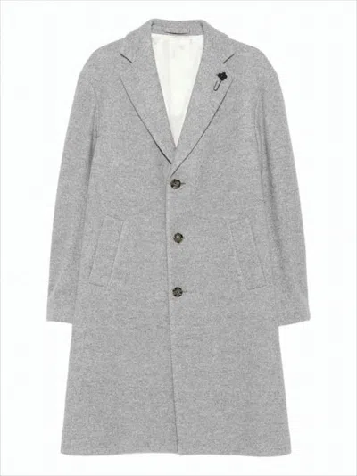 Lardini Mid-length Tailored Coat With Notch Lapel And Heathered Texture In Multi
