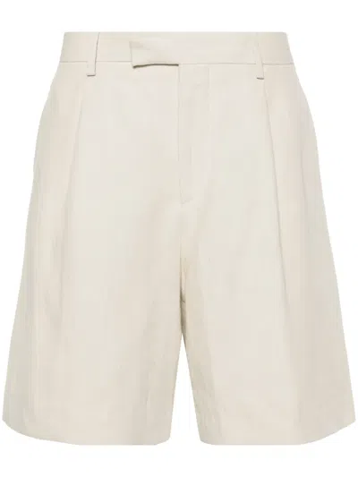 Lardini Mid-rise Linen Bermuda Shorts In Neutrals