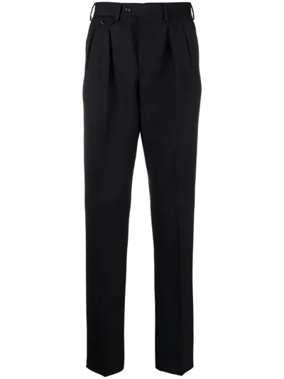 Lardini Mid-rise Wool Tailored Trousers In Blue