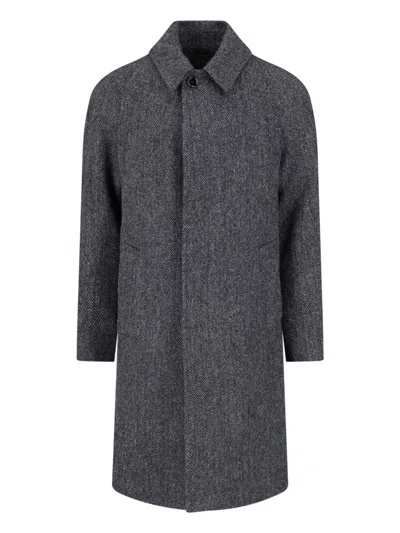 Lardini Mid-length Wool Coat With Classic Collar And Button Closure In Gray