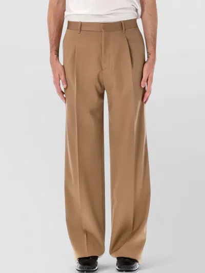 Lardini Migio Single-pleat Wool Gabardine Formal Pants In Brown