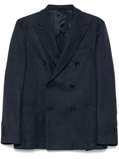 Lardini Mini-check Blazer In Blue