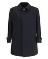 Lardini Minimalist Black Trench Coat With Structured Collar In Black