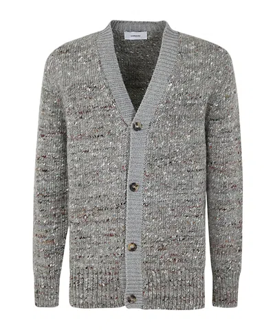 LARDINI LARDINI MÉLANGE BUTTON-UP RIBBED-TRIM CARDIGAN