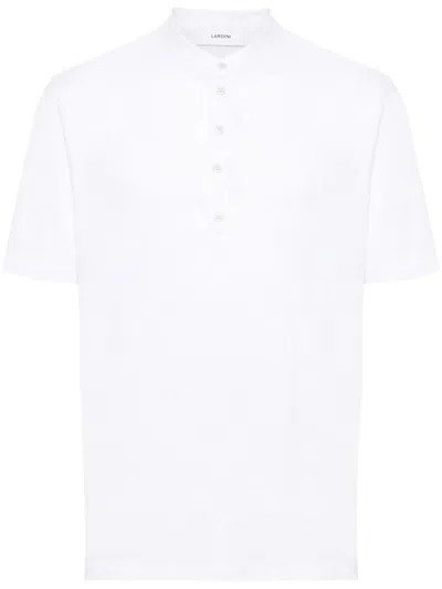 Lardini Mock-neck Linen T-shirt In 100 White