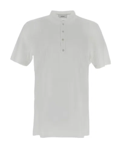 Lardini Mock-neck Linen T-shirt In White