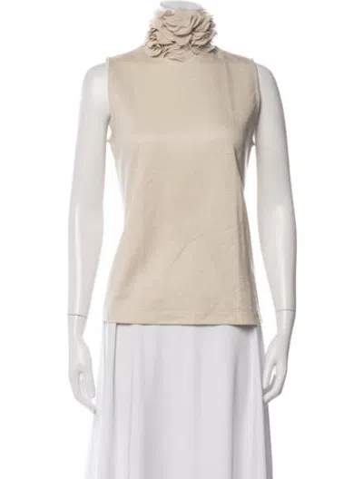 Pre-owned Lardini Mock Neck Sleeveless Top In Neutrals