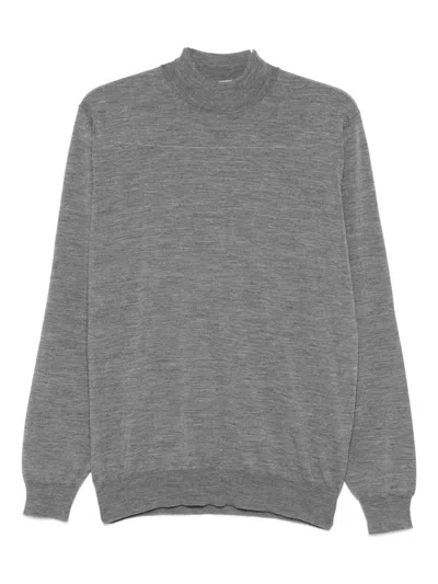 Lardini Mock-neck Wool Sweater In Gray