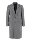 Lardini Herringbone Single-breasted Coat In Gray