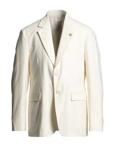 Lardini Monotone Man Blazer Ivory Size 40 Wool, Elastane In White