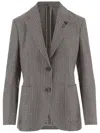 Lardini Houndstooth Tailored Notched Lapel Jacket In Gray