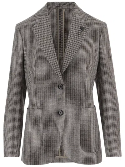 LARDINI MULTI CHECKED WOOL-BLEND JACKET