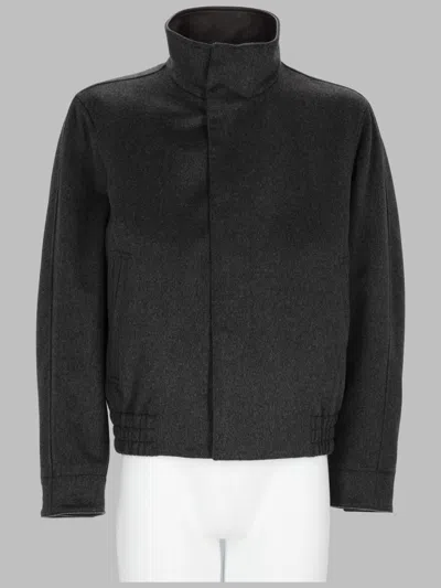 Lardini Coat Collar Elastic Hem Front Pockets In Black