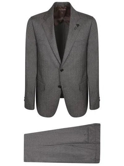 Lardini Multicolor Grey Wool Suit In Gray