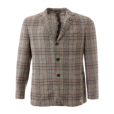 LARDINI LARDINI MULTICOLOR LINEN MEN'S BLAZER