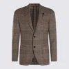 Lardini Checked Pattern Single-breasted Blazer With Front Pockets In Brown