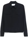 Lardini Black Jacket With Button-up Front And Tailored Cuffs In Navy Blue