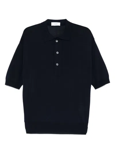 LARDINI NAVY BLUE COTTON BLENDED POLO