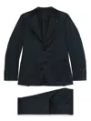 Lardini Tailored Blue Suit With Single-breasted Jacket And Flat-front Trousers In Black
