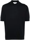 Lardini Short-sleeved Knitted Polo Shirt In Black