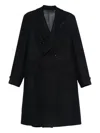 Lardini Double-breasted Wool And Cashmere Overcoat In Black