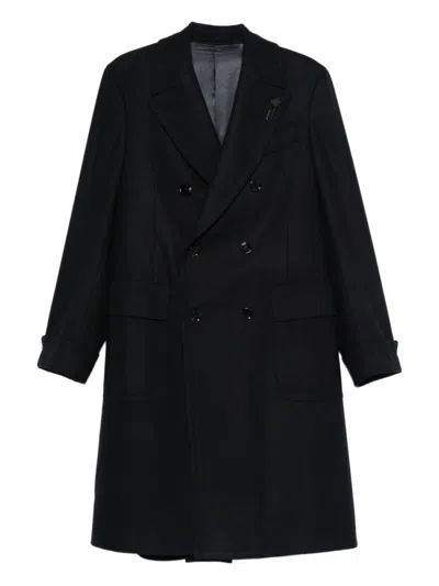 LARDINI NAVY BLUE DOUBLE-BREASTED COAT