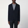Lardini Navy Single-breasted Knitted Jacket In Blue