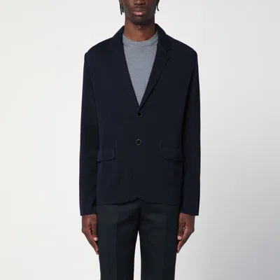 LARDINI LARDINI  NAVY BLUE SINGLE-BREASTED KNITTED JACKET