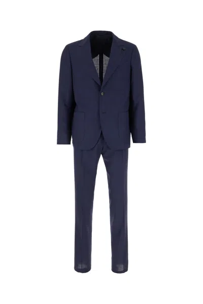 LARDINI NAVY BLUE WOOL BLEND SUIT
