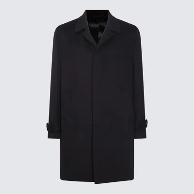 Lardini Navy Blue Wool Coat