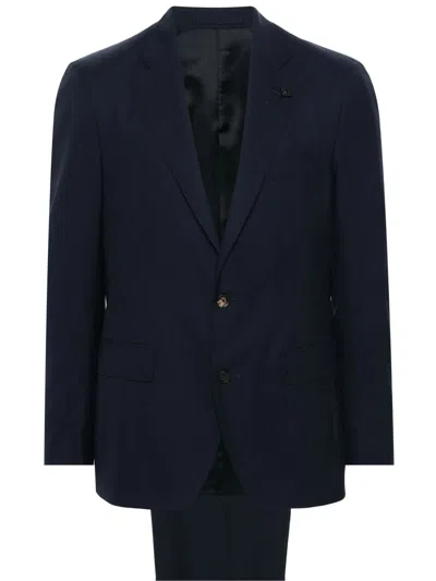 Lardini Navy Blue Wool-silk Blend Suit