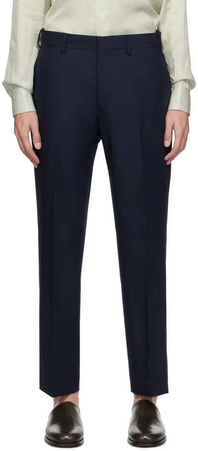 Lardini Navy Creased Trousers In 850 Navy