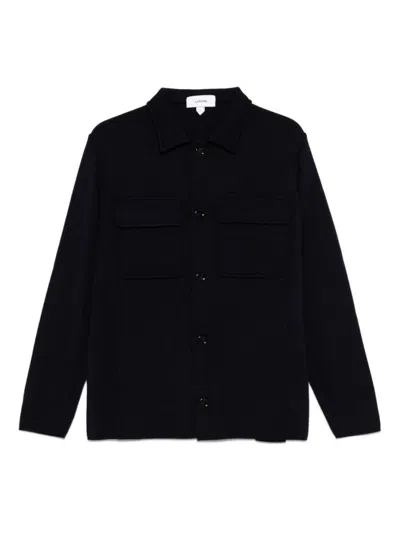 LARDINI NAVY WOOL JACKET WITH BUTTON FRONT