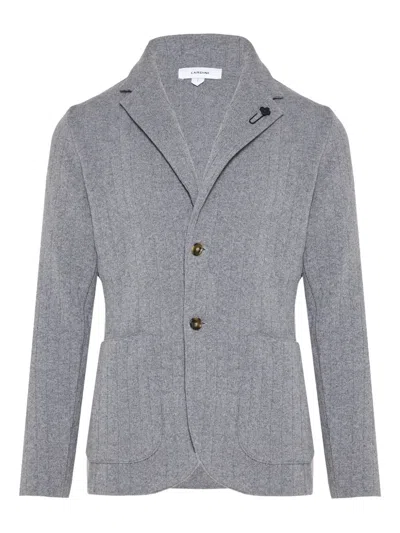 Lardini Notch-collar Ribbed Cardigan In Multi