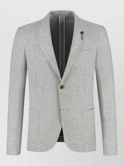 Lardini Notch Lapel Single Breasted Blazer Jacket In Gray