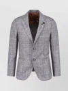 Lardini Check Pattern Front Pockets Long Sleeves In Gray
