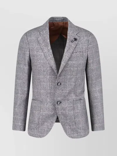 LARDINI NOTCH LAPEL SINGLE-BREASTED CHECK JACKET