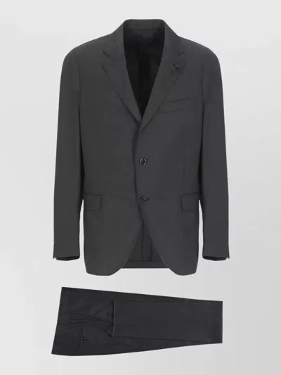 Lardini Notch Lapel Single Breasted Wool Suit In Black