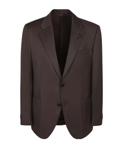 Lardini Notch Lapel Single-breasted Jacket In Brown