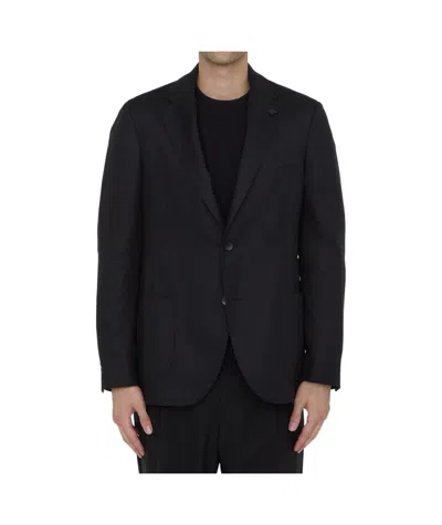 Lardini Notch-lapels Single-breasted Blazer In Black