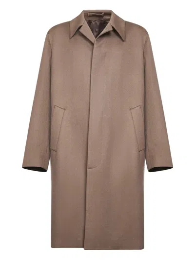 Lardini Notched-collar Coat In Neutral