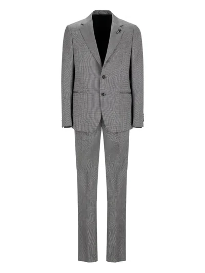 Lardini Notched Houndstooth Suit In Gray