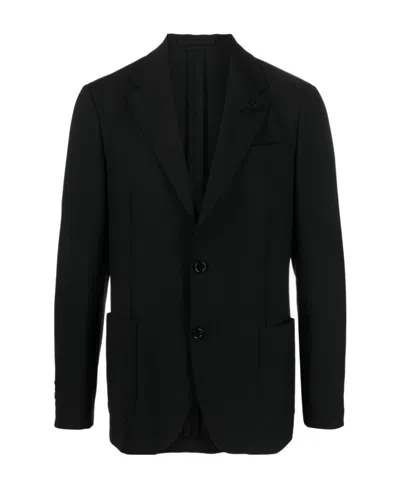 Lardini Notched Lapel Single-breasted Blazer In Black