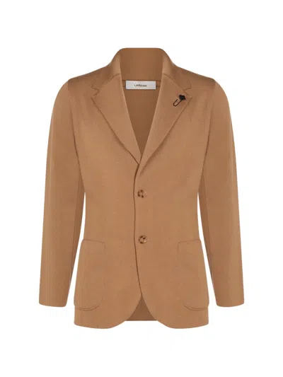 Lardini Notched-lapel Wool Jacket In Brown