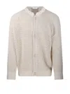 Lardini Open-knit Cardigan With Textured Pattern In Neutrals