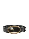 Lardini Oval-buckle Leather Belt In Black