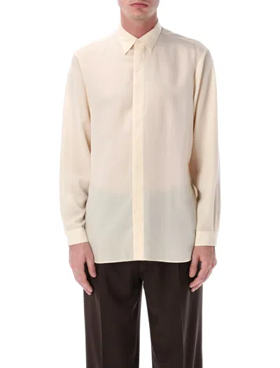 Lardini Oversized Mini Shirt In Lyocell-linen Fabric, Size 41 In White