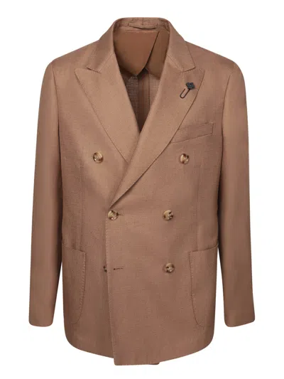 LARDINI OXFORD DOUBLE-BREASTED JACKET BEIGE