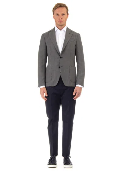 Lardini Packable Travel Jacket With Notch Detail In Gray