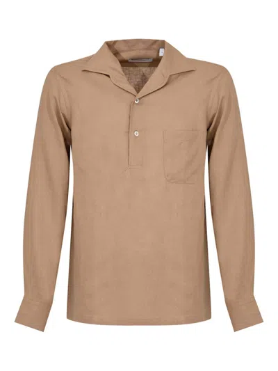 Lardini Pailan Shirt In Brown Linen In Neutral
